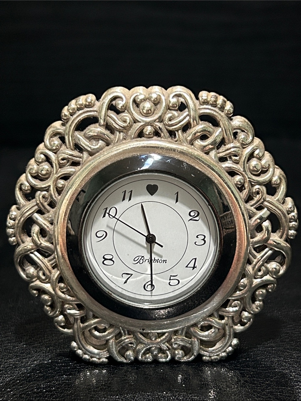 Brighton Silver Filigree Decorative Round Clock